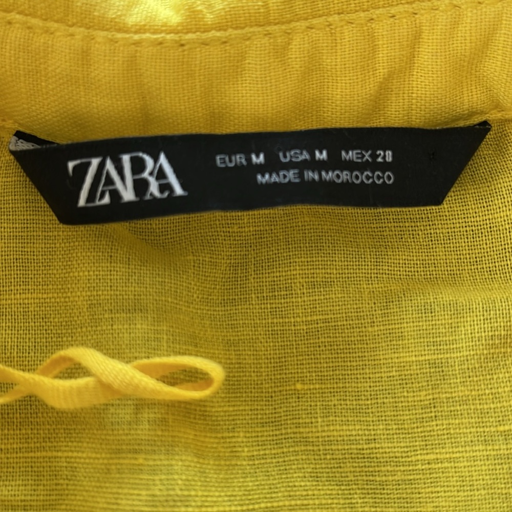 Zara Bright Yellow Ruffle Hem Babydoll Dress Size Medium - Picture 8 of 13
